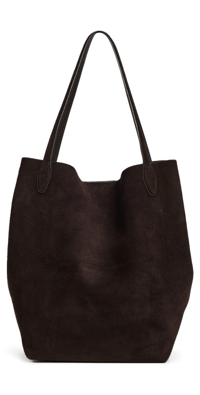 Madewell The Oversized Shopper Tote In Suede Dark Carob
