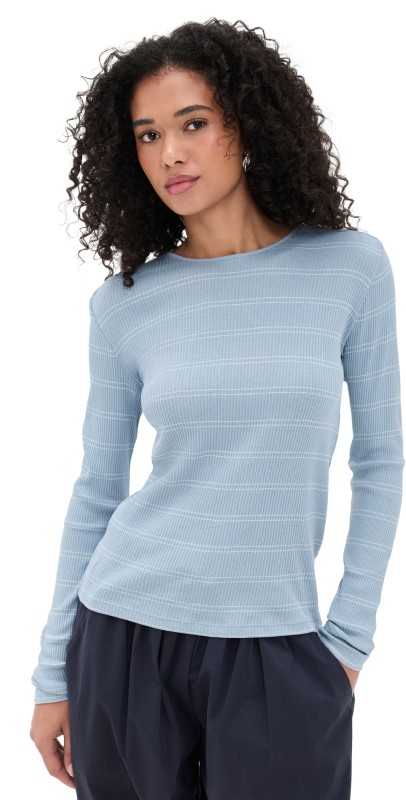 Vince Striped Crew Top Cypress Combo