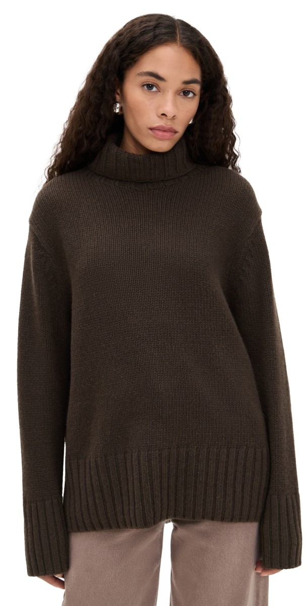 Jenni Kayne Jet Turtleneck Cashmere Sweater Chocolate