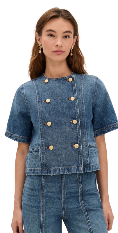 Ulla Johnson The Serge Short Sleeve Jacket Danube