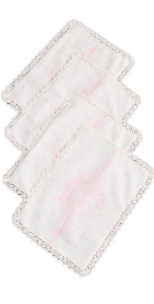 LoveShackFancy Printed Victorian Placemat Set Rosebud Pink