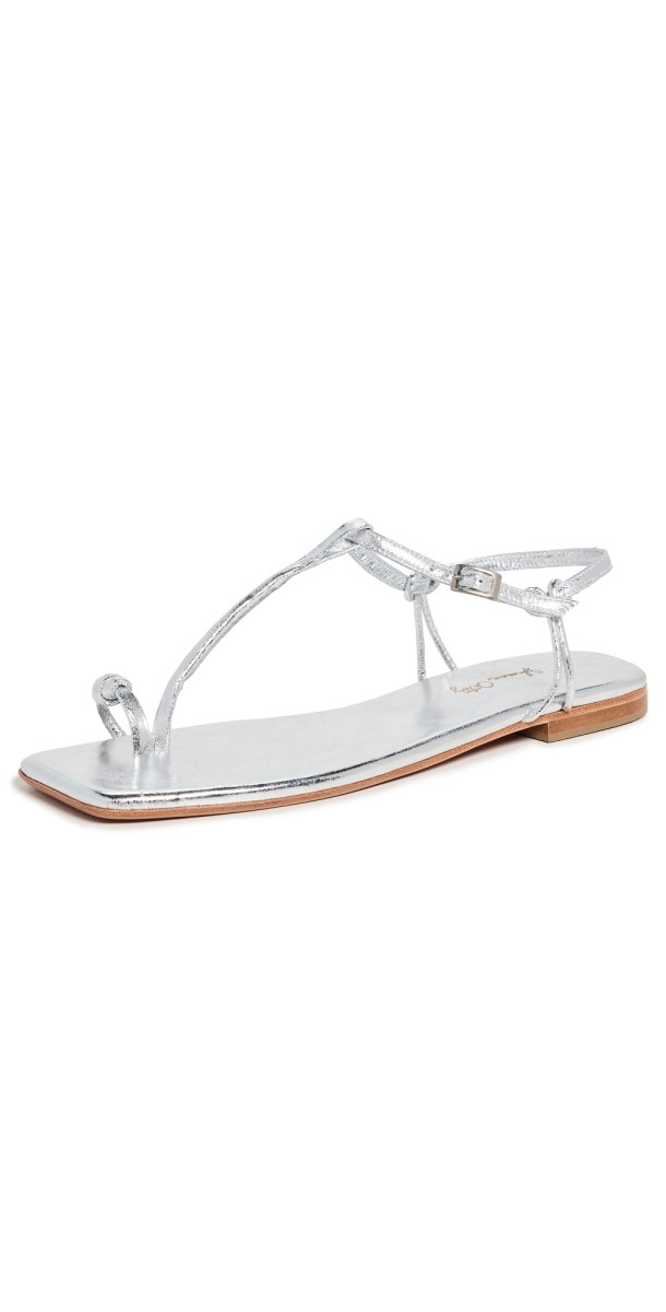 Johanna Ortiz Silver Charted Dream Flats Silver