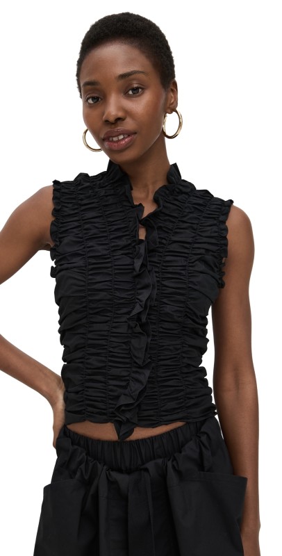 Lee Mathews Wendy Ruched Top Black