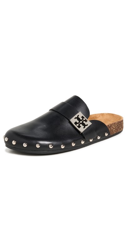 Tory Burch Mellow Stud Mules PERFECT BLACK / SILVER