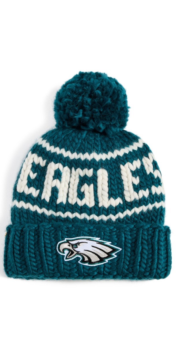 Lele Sadoughi Eagles Beanie with Yarn Pom Pom Midnight Gr