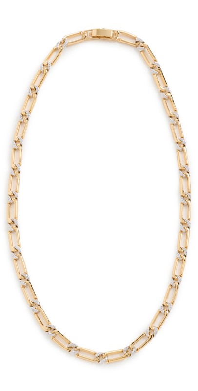 Luv Aj The Two-Tone Pave Link Necklace Gold
