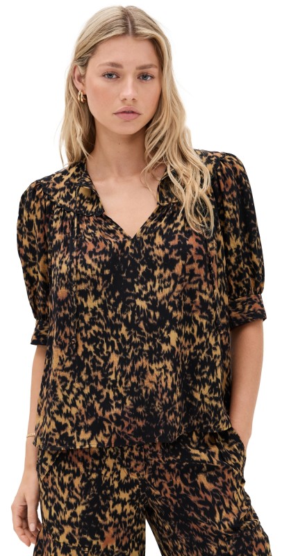 Ulla Johnson Blaire Short Sleeve Blouse Savannah