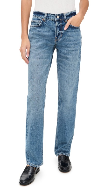 Reformation Greer Mid Rise Straight Jeans Chad