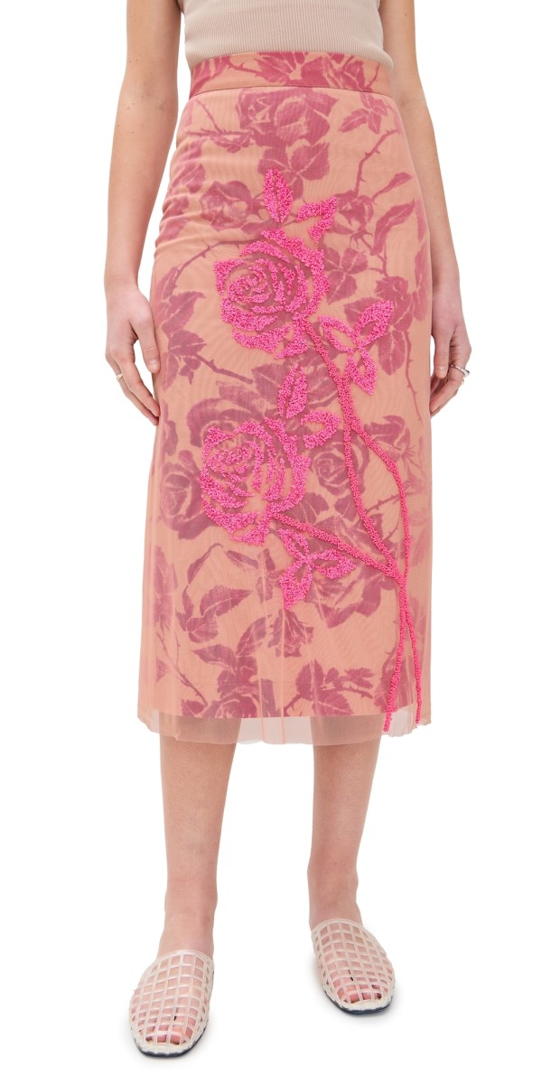 ESSENTIEL ANTWERP Hisces Tulle Midi Skirt Marzipani