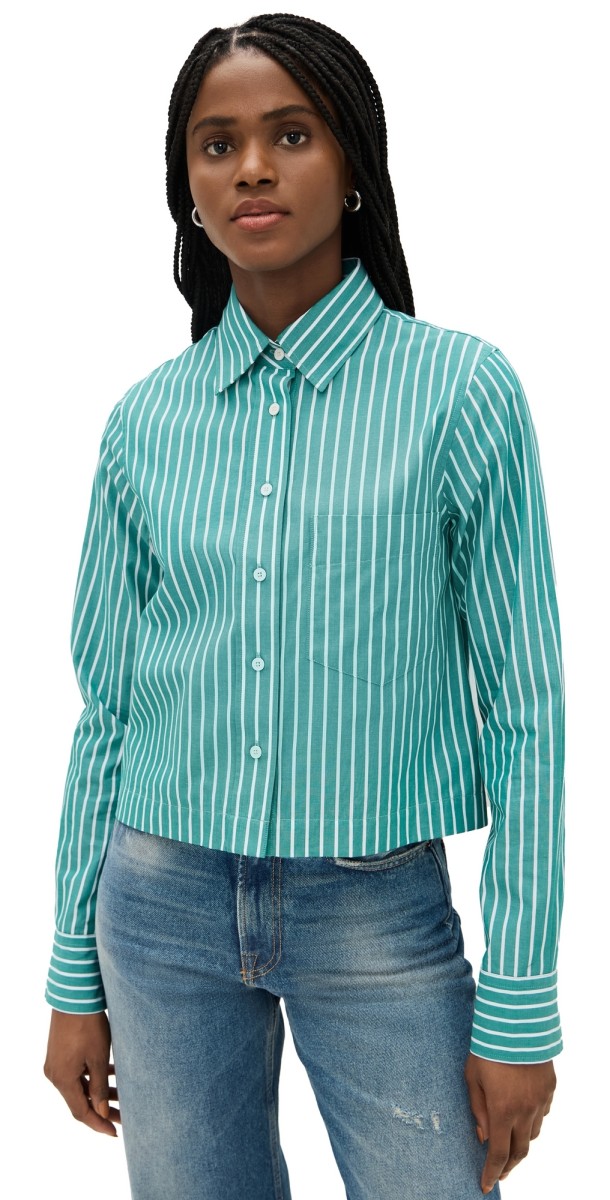 Closed Cropped Classic Shirt Meadow Green