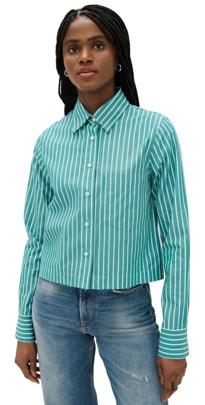 Closed Cropped Classic Shirt Meadow Green