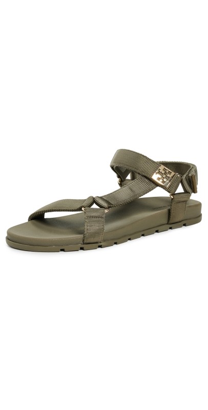 Tory Burch Mellow Trail Sandals Deep Olive/Gold