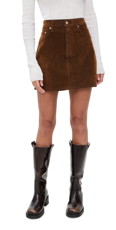 DAZE Velveteen Stash Skirt Cognac