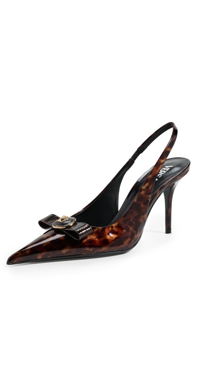 Versace Paint Slingback Pumps 85mm Turtle Brown/Versace Gold