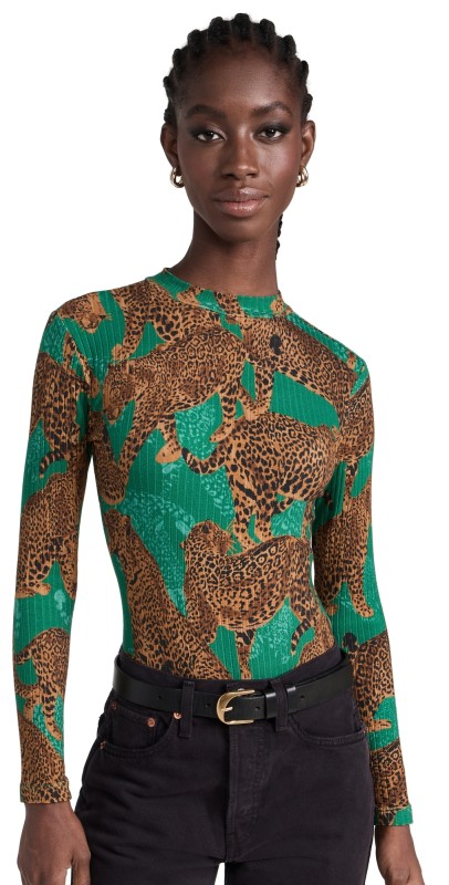 FARM Rio Artsy Leopards Green Bodysuit Artsy Leopards Green