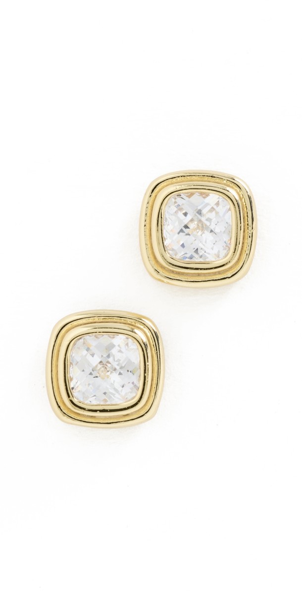 SHASHI Reagan Cushion Stud Earrings Gold