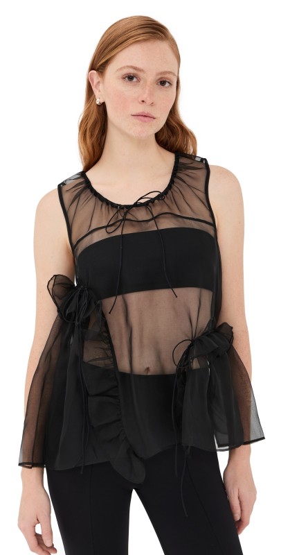 Cecilie Bahnsen Silk Organza Orsalina Top Black