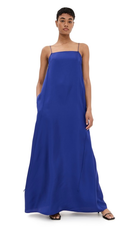 Róhe Silk Strap Dress Electric Blue
