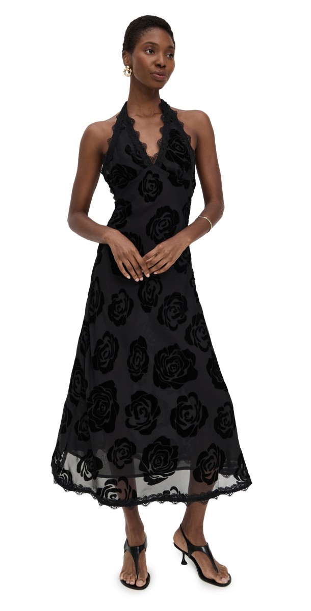Lioness Stars Align Midi Dress Burnt Noir Rose