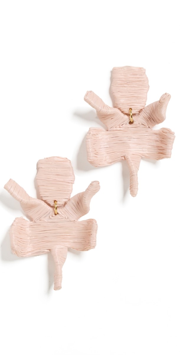Lele Sadoughi Raffia Paper Lily Earrings Natural