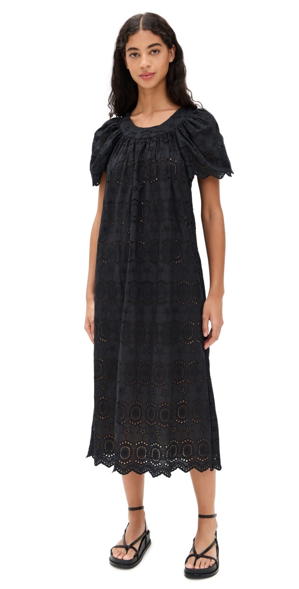 Natalie Martin Collection Sienna Dress Medallion Embroidery Black
