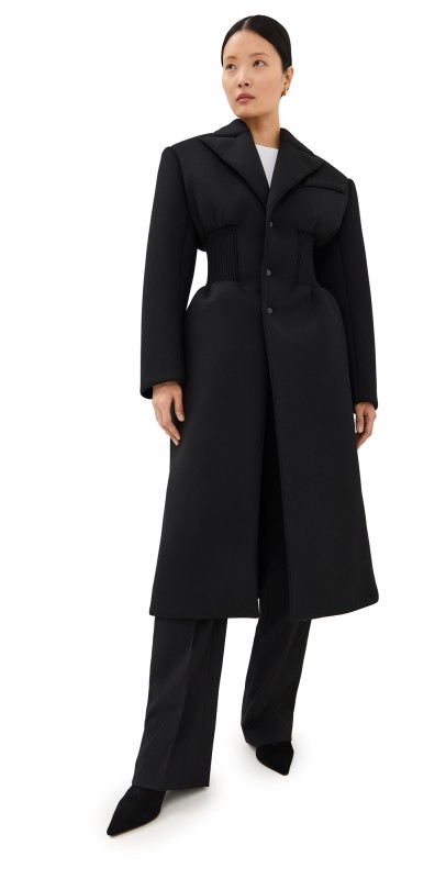 WARDROBE. NYC Bonded Single Breasted Coat Black