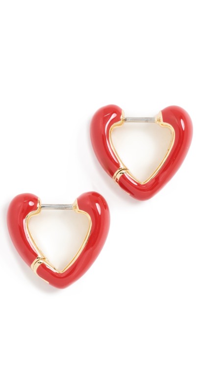 Gorjana Amour Heart Huggies Gold/Red Enamel