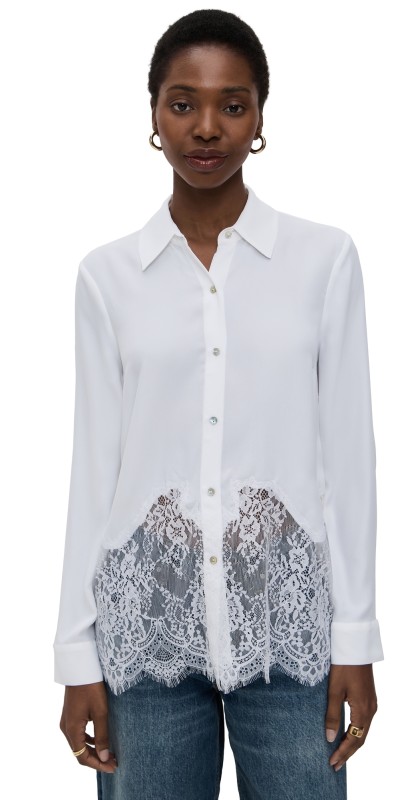 L'AGENCE Adalee Lace Inset Blouse White