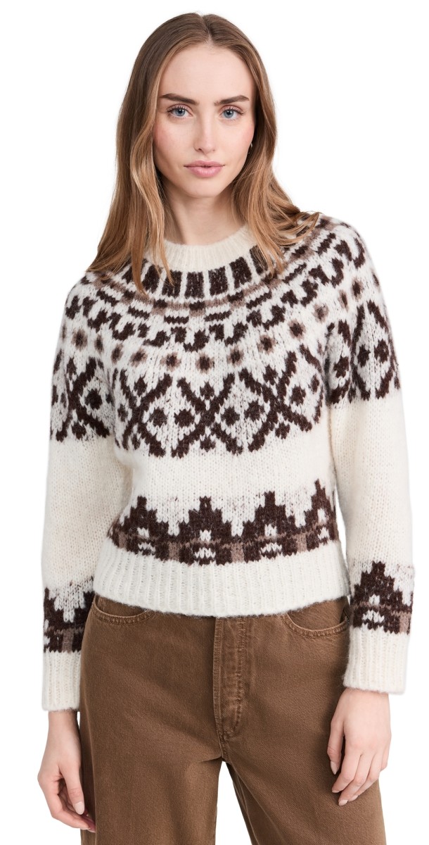 FRAME Fair Isle Sweater Cream Multi