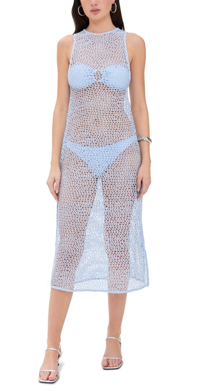 ViX Paula Hermanny Solid Twist Long Cover Up Blue