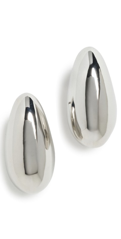 Kenneth Jay Lane Silver Tapered Hoop Pierced Earrings Polished Silver