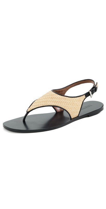 Paris Texas Amalfi Flat Sandals Naturale/Black