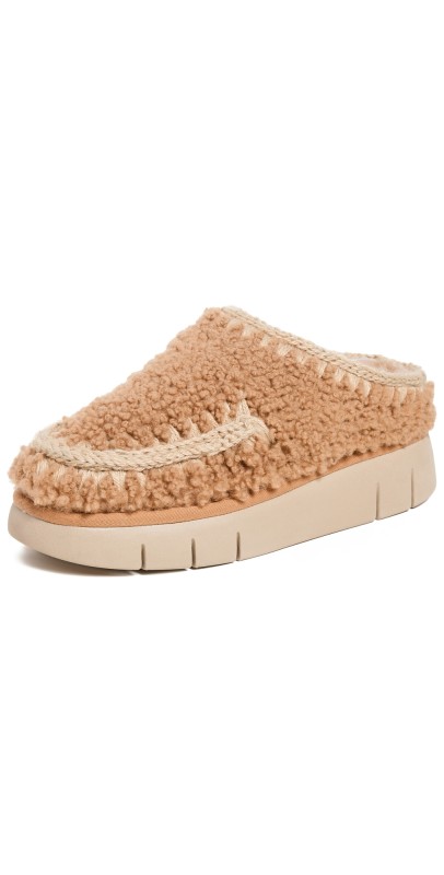 MOU Bounce Maxi Stitching Clogs Cognac