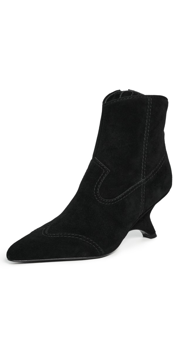SIMKHAI Shadow Suede Western Ankle Boots Black