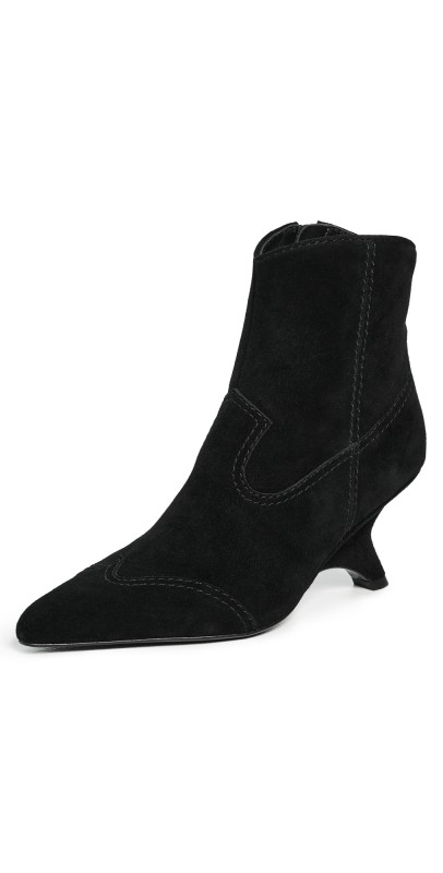 SIMKHAI Shadow Suede Western Ankle Boots Black