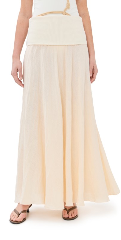 Johanna Ortiz Ecru Light And Sound Ankle Skirt Ecru