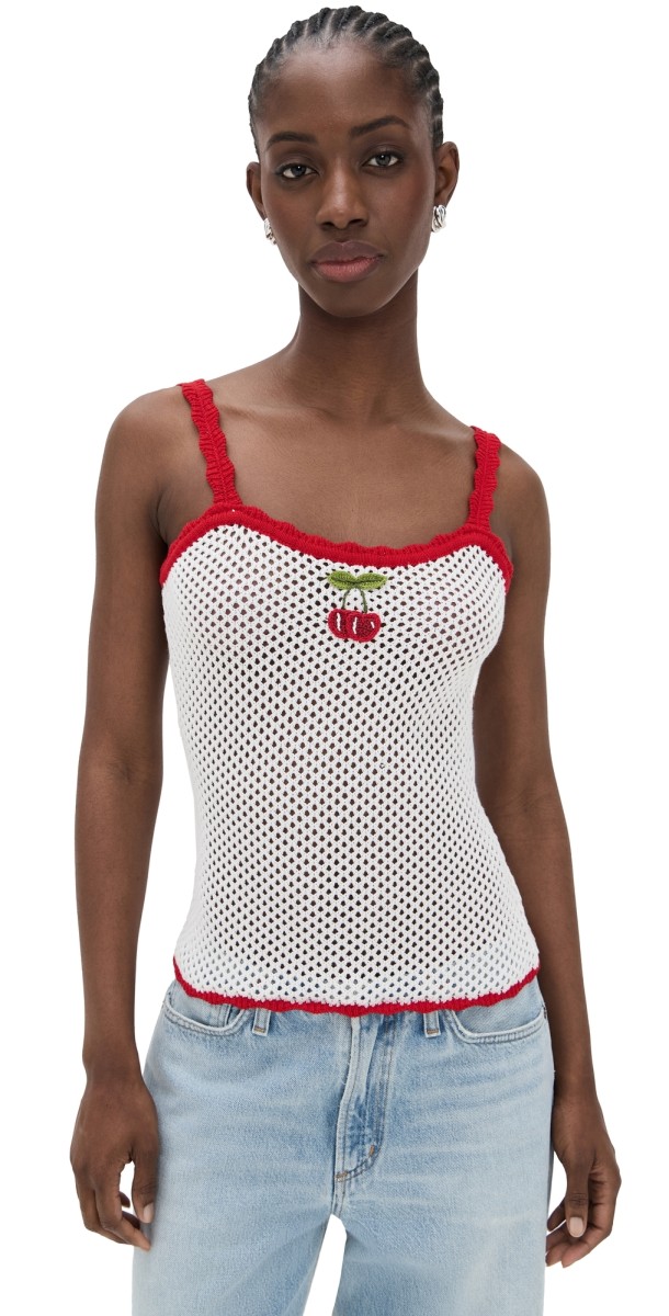 WAYF Marcie Embroidered Cami Ivory