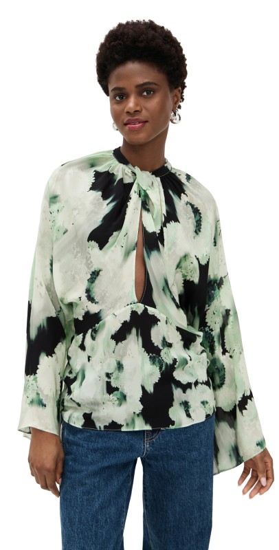 Rodebjer Newton Blurry Top Blurry Flower Green