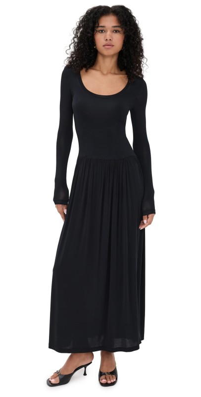 Ulla Johnson Amal Jersey U-Neck Dress Noir