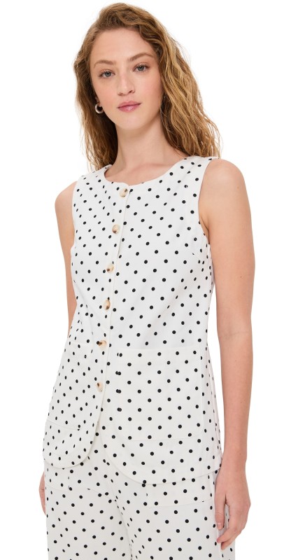 Little Lies Polka Dot Vest White/Black