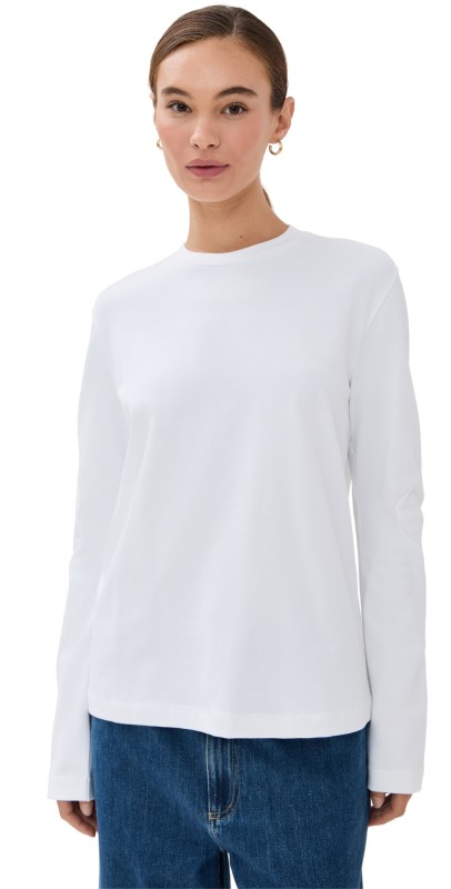 Tibi Perfect T-Shirt with Gusset Elbow Sleeve White