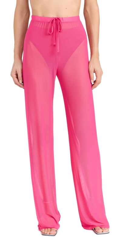 Good American Gauze Mesh Wide Leg Pants Ballerina Pink