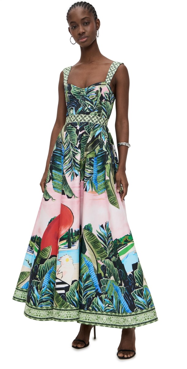 alice + olivia Fia Fit And Flare Dress Palm Beach