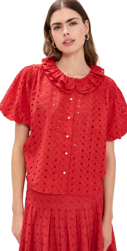 THE GREAT. The Artisan Top Red Rose