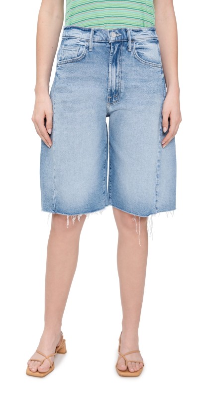 MOTHER The Half-Pipe Bermuda Fray Jeans Shorts Sow Surreal