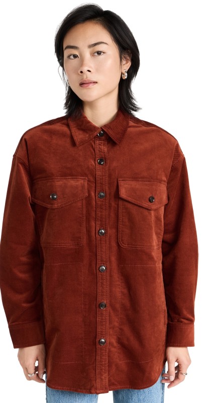 Madewell Corduroy Twill Oversized Shirt Jacket Stained Mahogany