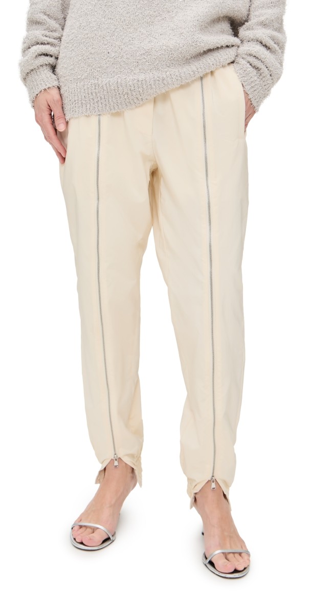 Tibi Petite Nylon Zipper Joggers Ivory