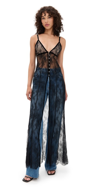 alice + olivia Melodie Lace Maxi Top Black