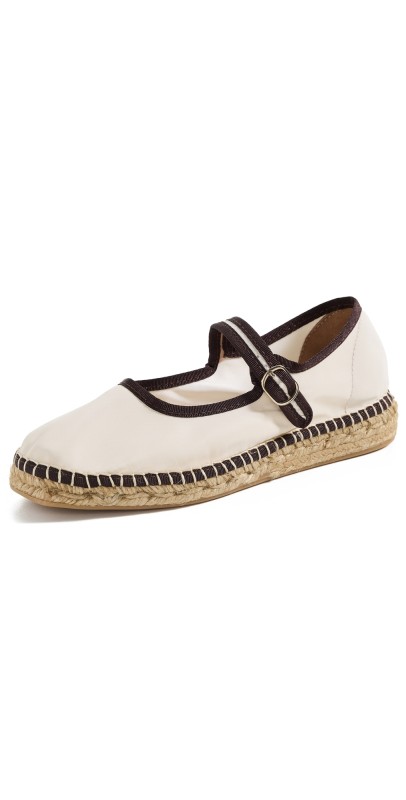 Naguisa Peonia Mary Jane Espadrilles Ecru/Brown
