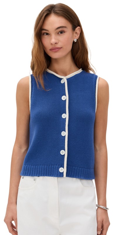 Alex Mill Bridget Tipped Vest Cosmic Blue/Ivory
